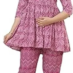 celebravo Women's Printed Maternity Co-ord Set Top and Pant Set | Kurti with Trouser | Two Piece Suit Peplum | 3/4 Sleeve Cord Dress for Women | Casual Wear Fashionable for Party, Office-picture-2