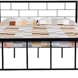 Laxmi KAPAT Metal Bed Without Storage with Headboard | Sturdy Powder Coated Frame Without Mattress (6.5 Feet X 5 Feet, King Size, Black Color)-image-9