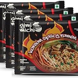 Gimi Michi Korean Spiiicy Ramen Pack of 4 (400grams) Haekyo Box - Authentic Veg Korean Noodles-image-58
