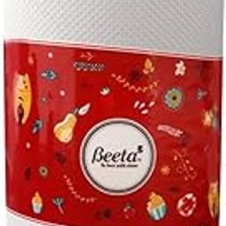 Beeta Kitchen Towel Paper Roll 10 Inches - Jumbo Thick 100pulls x 4 Ply (Pack of 2)-Total 200 Pulls-100% Natural Cellulose Fiber-14