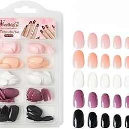 120 Pcs Press On Nail Tips - Medium Round Artificial Nail Extensions in 5 Colors, Natural Reusable Stick-On False Nails Kit for Women & Girls, 12 Sizes, Salon-Like Finish (Shade 05)-image-25