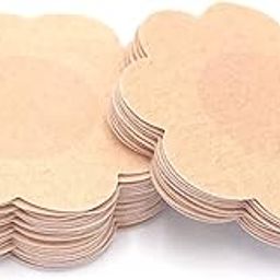 Women's Cotton Ultra-Thin Disposable Nipple Pasties Cover/self Adhesive Sticker Flower Shape Peel and Stick Bra Pad Patches Petals (Beige, Free Size)-52