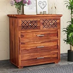 Credenza Home Furniture Sheesham Wooden Chest of Drawers - 5 Drawer Storage Unit, Walnut Finish, No Assembly Required - Stylish Storage for Living Room, Bedroom & Hallway-image-45