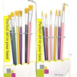 ECLET Nylon Paint Brush Combo 6 Flat Or 6 Round with Heavy Color Plate(One Brush Free) A-image-2