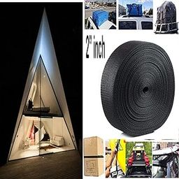 DIY Crafts Nylon Strapping Webbing Material, 2"Inch, Black, Heavy Climbing Flat Strap, UV Resistant Fabric, Web for Bags, Backpacks, Belts, Harnesses, Slings, Collars, Tow Ropes (10 Meter, Black)-30
