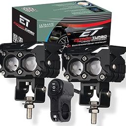 ELTRON TURBO Waterproof Super High Bright Dual Lens Mini Driving Power Fog LED Light Universal For All Motorcycle,Cars Projector Light 2 Color White&Yellow Spot Beam(Pack Of 2,12V Dc 145W Each)-0