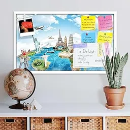 ArtzFolio Monument Concept | Bulletin Board Notice Pin Board | Vision Soft Board Combo with Thumb Push Pins & Sticky Notes | White Frame | 26.7 x 16 inch (68 x 41 cms)-picture-8