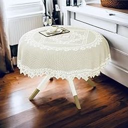 Wise Home Luxurious 2 Seater Round Dining Table Cover/Table Cloth (40 Inch) (Cream)-28