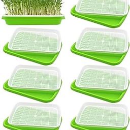 Junniu 8-Pack Seed Sprouter Tray Microgreens Growing Trays BPA Free Seed Germination Propagation Soil-Free Wheatgrass Bean Nursery Tray with Planting Paper for Indoors or Outdoors-picture-17