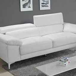 ESPOSENDE OSENNS0055 3 Seater Sofa for Living Room White Leatherette, Adjustable Headrest, Solid Wood Frame, Foam Cushioned, Modern, Durable, 79"-image-25