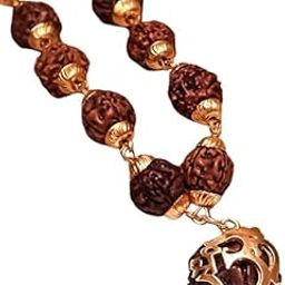Divine Hindu Premium Gold Plated Om Rudraksha Pendant Necklace for Men and Women | ISO Certified | Brown 36 Beads Rudraksha Necklace | Religious Spiritual Jewellery | Size- 13 Inches-image-4