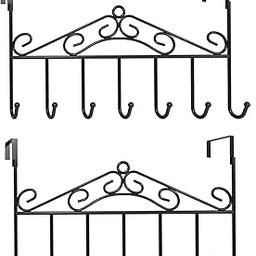 Goldpaddy Over The Door Hooks Black for Hanging with 7 Hooks, 2Pack Door Hanger, Metal Hanging Towel Rack, Back of Door Organizer for Towels, Clothes, Keys, Robes, Hats-image-8