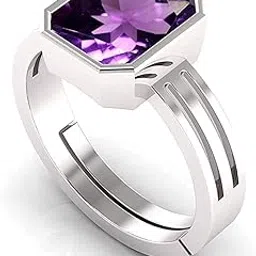 akshita gems 8.25 Ratti 7.00 Carat Amethyst Purple Crystal Stone Silver Plated Adjustable Ring for Unheated Untreatet for Men and Women by Lab Certified-picture-20