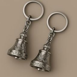 Set of 2 Chrome-Plated Silver Guardian Bell Keychain | Shiny Protective Charm with Protective Engraving | Polished Zinc Alloy Keyring for Motorcyclists & Gifting-10