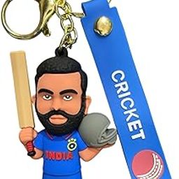 Ro-hit Sharma in Blue Indian Cricket jersey 3D Silicone Keychain with Amazing Belt or Ribbon | Ro-hit Sharma Blue Cricket jersey Keychain-image-43