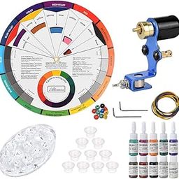Rotary Tattoo Motor Machine Color Wheel Mixing Guide Tattoo Set Kit Blue-4