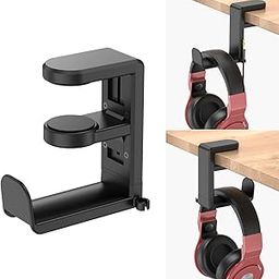 EURPMASK Choose the color of europe PC Gaming Headset Hook Holder Hanger Mount with Adjustable and Rotating Arm Clamp, Under Desk Design, Universal Fit, Built-in Cable Clip Organizer-picture-25