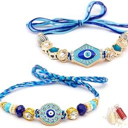 Evil Eye Rakhi for Brother with Tilak Material & Greeting Card - Set of 2 Rakhi-18