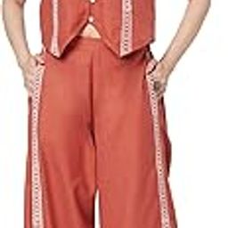 Women's Cotton Side Print Trouser and Block Printed Waistcoat Co-ord Set for Casual Evening Workwear-image-80