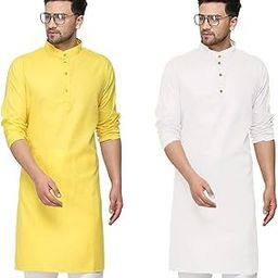Cotton Traditional Men's Kurta Shirt- Pack of 2, Ethnic Indian Wear-image-4