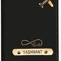 Personalised Name & Charm Leather Passport Cover Holder for Men & Women (Black) | Birthday Gifts for Men-45