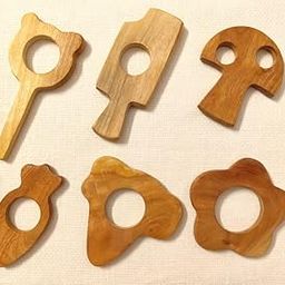 CarveNation Neem Wood Dumb Bell Teether | Tender Dumbbell Shape Wood Teethers | Ayurvedic Beneficial Neem Baby Gum Soothers | Beautiful Chewbies For Toddlers (Veggies)-image-20