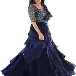 Ready To Wear Lehenga Saree Set For Women Bollywood Style Fox Georgette Fabric On Fully Stitched Blouse Colour-image-58