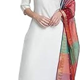 Women's Off-White Poly Silk Solid Kurta with Pant and Dupatta-26