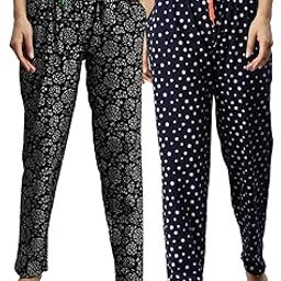 Women Printed pure cotton elasticated waist band regular fit pyjama-picture-2