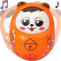 cosmobaby Roly Poly Push and Shake Wobbling Bell Sounds Tumbler Doll Toy for 3 Months & Above (Pack of 1) Isi Certified (Eye Blinking), Orange-image-12