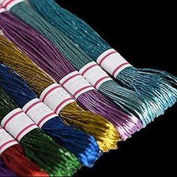 RSP Quality bit Mettalic Hand Embroidered Cotton Thread Skeins Set For Craft & Projects (Multicolor, Pack Of 25), 100 Gram-131