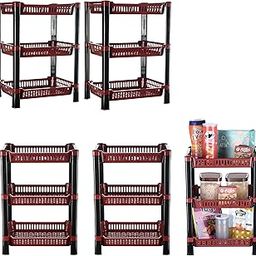 Kuber Industries Pack of 5 Multipurpose Kitchen Organizer/Storage Rack | 3-Layer Onion Stand For Kitchen | Vessels & Vegetable Organiser | Maroon-30