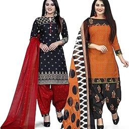 Black and Orange Cotton Printed Unstitched Salwar Suit Material (Combo of 2)(JOPLPDP1013-VSM4087)-picture-14