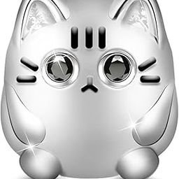 Cute Cat Charm Christmas Charms Gifts 925 Sterling Silver Meow, Play with Me Bead Charm fit for Bracelet/Necklace Christmas Jewelry Gift for Women, Silver, Cubic Zirconia-image-49