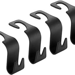 INOVERA Car Seat Headrest Hook 4 Pack Hanger Storage Organizer Universal for Handbag Purse Coat fit Universal Vehicle Car S Type Black-22