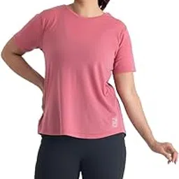 hunnit Half Sleeve Gym Top for Women | Solid Workout Tshirt for Women with Tie Knot Back | Regular Fit | Hip Length | Quick Dry and Moisture Wicking Fabric-picture-14