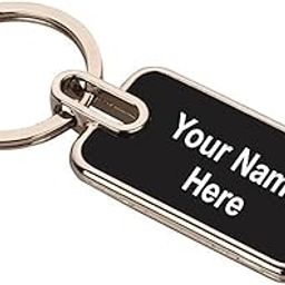 Personalized Metal Keychain with Custom Engraved Name, 7.5 x 2.9 cm Black Tag, Durable Key Ring for Couples-picture-10
