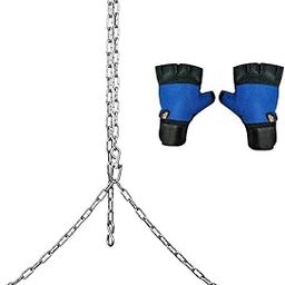 JMO27Deals Hanging/Height Increaser and Pullups Exercise with Heavy Chain Rod and Foam Grip with Gym Gloves (Blue)-image-19