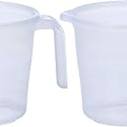 Kuber Industries Virgin Plastic Bath Mug for Bathroom|Transparent Look & Unbreakable Material|Pack of 2|Measurement 1100 ml|White-22