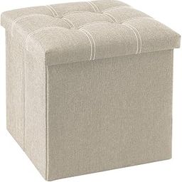 Foldable Home Furniture Laundry Toys Storage Ottoman Bench with Lid Foot Rest Sitting Stools Cube Seat Linen (Beige)-image-74