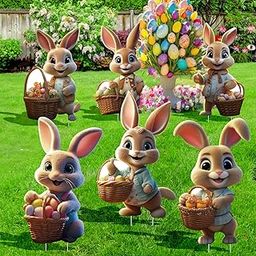 6 PCS Easter Bunny Decorations Outdoor - Easter Bunny Signs - Easter Bunny Yard Decorations Outdoor with Stakes - Bunny Garden Sign Waterproof Lawn Signs for Pathway Walkway-image-46