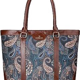 Miranda Series 15.6 inch Laptop Bag For Women Printed Handicraft Fabric & Faux Leather Office Bag Briefcase Hand Messenger bag Tote Shoulder Bag-image-61