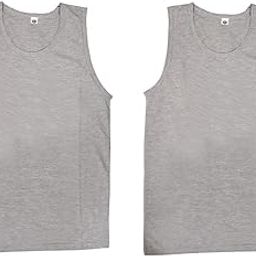 Gym Vest for Men & Boys Sports Running Cotton Sleeveless Vest/Baniyan Modern Fit Solid Inner wear in Grey Color (Pack of 2) (XX-Large)-image-66