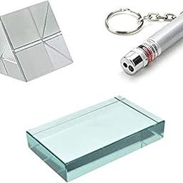 VITSZEE Science Experiment DIY Kit 50 X 50 MM Equilateral Glass Prism, Glass Slab Ans Laser Light, School College Practical (Regular Quality)-image-10