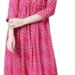 Magenta Straight Casual Striped Dresses-46