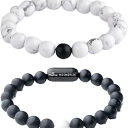 mesmerize Couple Howlite & Onyx Natural Stone Bracelets – Matching His & Hers Bracelets for Love & Protection | Durable MagSnap 2 Magnetic Closure | Unique Artisanal Design | Lab-Tested Certificate & 6-Month Warranty Included-picture-5