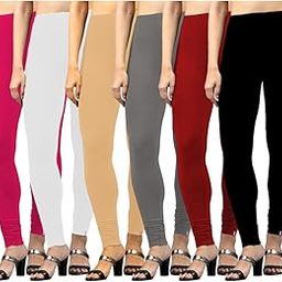 Women's Full Length Leggings, Combo Pack of 6, Pink, White, Beige, Grey, Red, Black-image-86