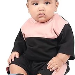 Baby Boy's Cotton Pink & Black Long Sleeve Round Neck T-Shirt & Shorts Combo Set-image-111