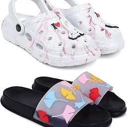Combo Pack of 2 Slipper/Flip Flops/Slides/Clogs/Sandals with Adjustable Back Strap for Women (WCL-LGirl,Gobi)-image-42