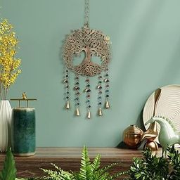 DULI Metal Windchime Wall Hanging Lasercut Tree of Life Wind Chime with 5 Large & 5 Small Bells, Colored Beads – Iron Design 24x10 Inches (BigTreeofLife: MetalHanging)-image-60